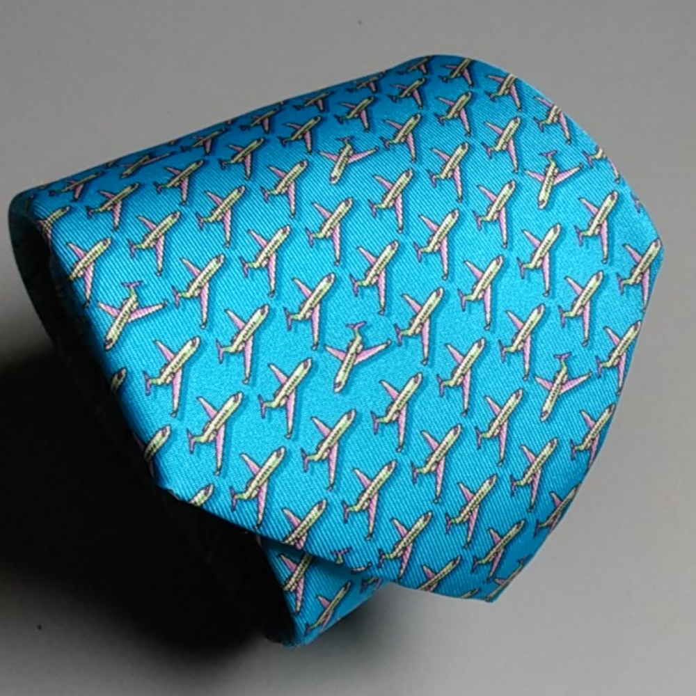- Thatcher Spring Silk Tie Airplanes EUC